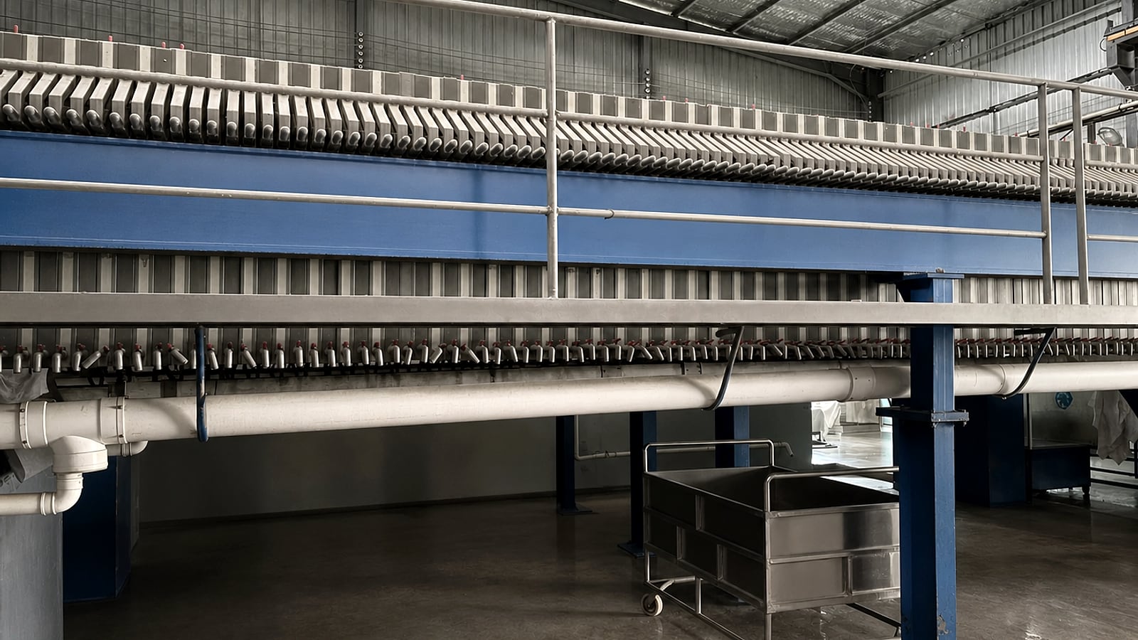 Filter press equipment inside Qixiang Foods factory